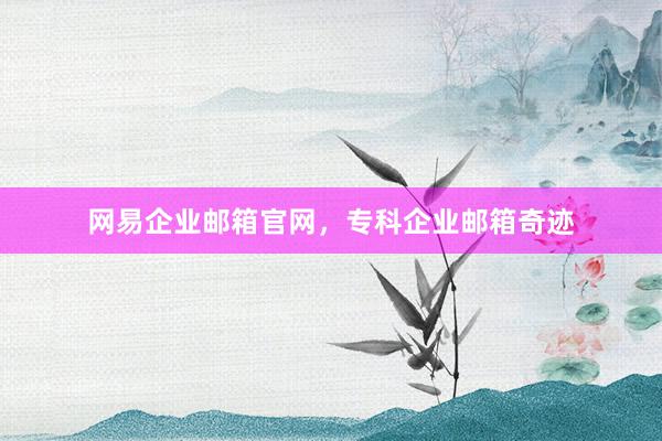 网易企业邮箱官网，专科企业邮箱奇迹