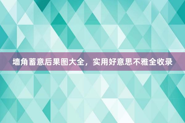 墙角蓄意后果图大全，实用好意思不雅全收录